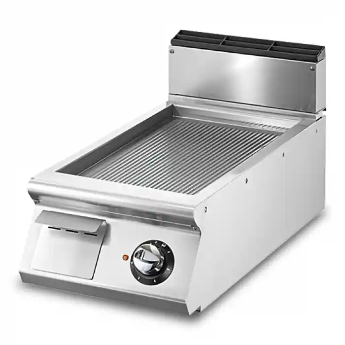 Elektro-Grillplatte, Tischmodell, gerillte verchromte Platte Preisknaller