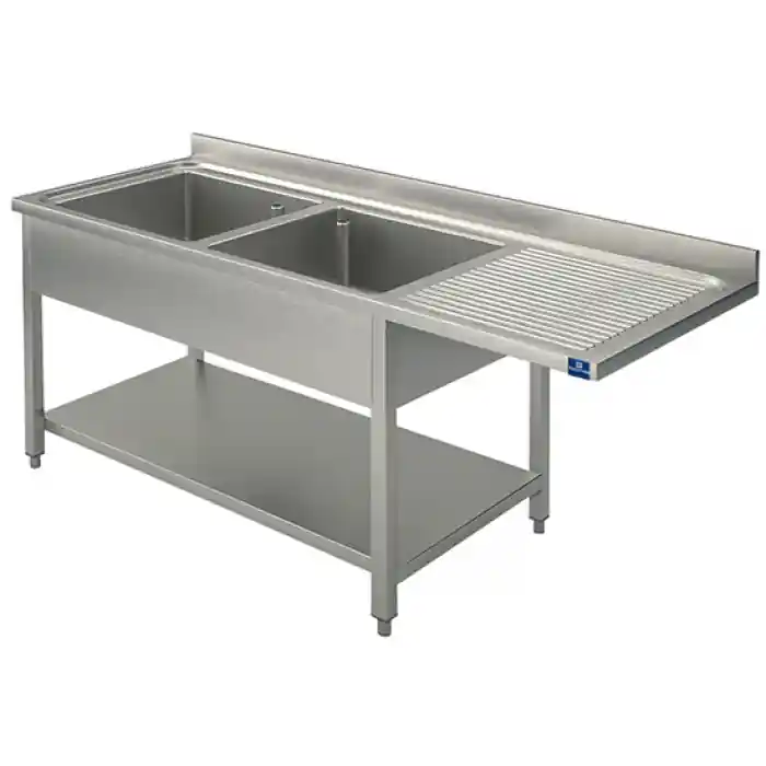 Sonderaktion Spültisch mit Zwischenboden für Einbau-Geschirrspüler 2 Becken links 1600x600 mm