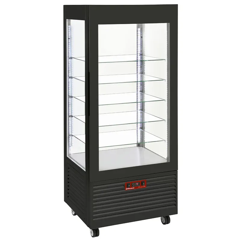KühlVitrine 4 Seiten T Grad negativ, 5 Regale aus Glas, belüftet, 480 Lit., SCHWARZ - INN/VB-B9-R2 Sichere Zahlung