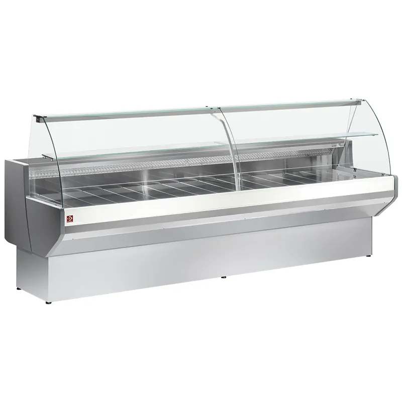 Kühltheke mit gebogener Frontscheibe und Reservefach - GRAU/WEISS - ML15/E8-R2 Preisknaller