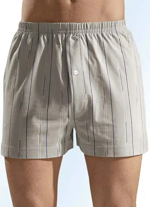 Viererpack Boxershorts, mit Eingriff, uni gestreift Echt