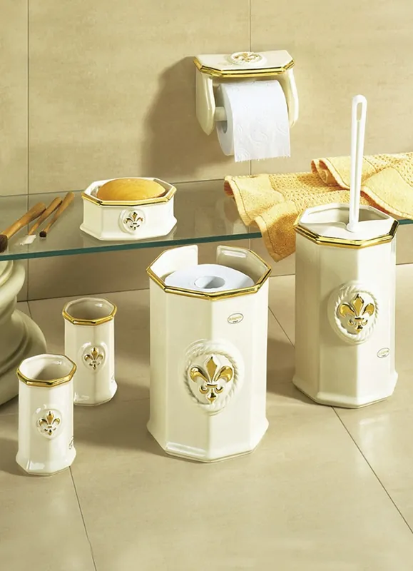 Highlight Handbemalte Badezimmeraccessoires aus glasierter Keramik