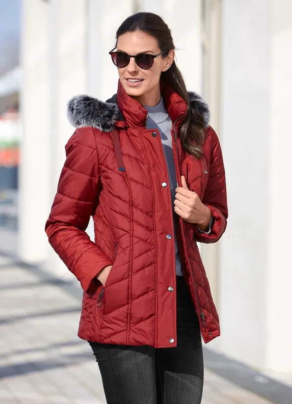 Jacke mit abnehmbarem Kunstpelz-Besatz Top-Seller