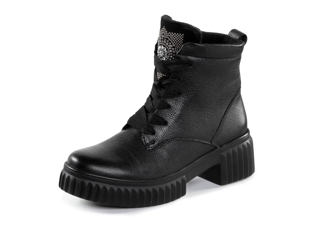 Waldläufer Schnür-Bootie mit effektvollen Glitzer-Steinchen Neue Ware