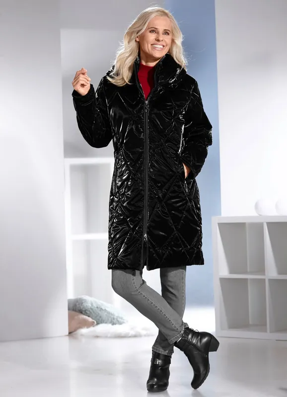Kurzmantel in topaktueller Lackoptik Neu