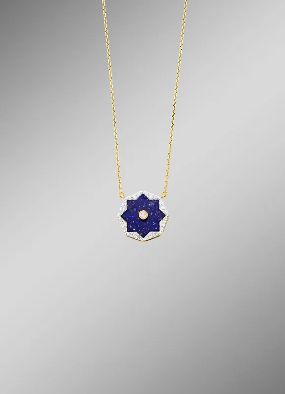 Halskette mit echt Lapislazuli, Brillanten und Diamanten Mega-Angebot