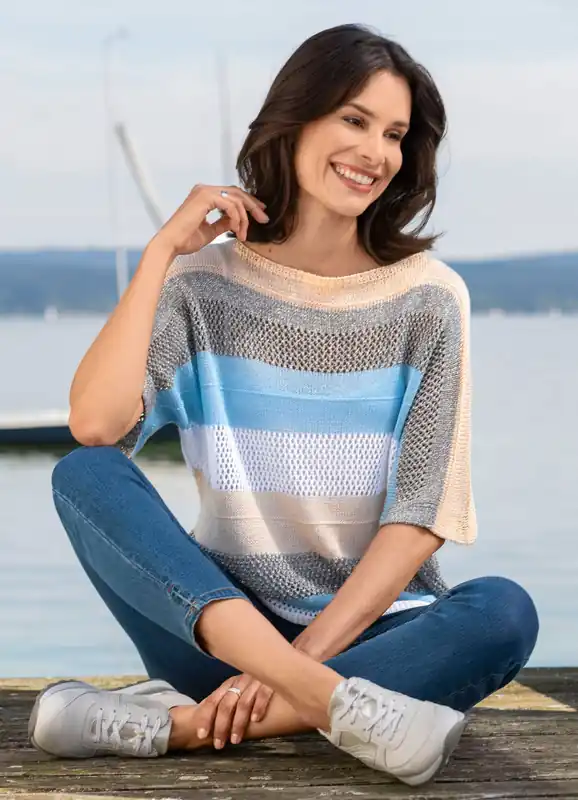 Neue Ware Pullover in Garnmix mit Glanzeffekt