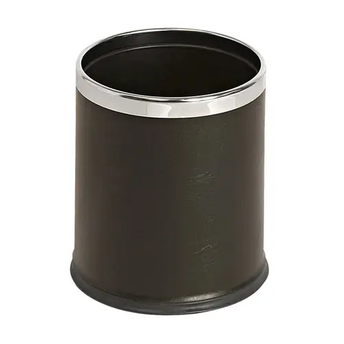 Doppelwandiger Papierkorb 10 ltr Edelstahl Lederoptik schwarz Ø 225 mm H 275 mm Wochenendangebot