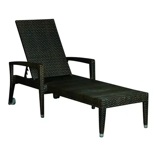 Rollliege "MALIBU", Lederlook, Rückenteil klappbar, 10 mm Kunststoff-Flachgeflecht, ohne Auflage, Gestell aus Aluminium, vollumflochten, stapelbar, Liegebreite 57 cm, 200 x 73 x H 36 cm, 14,2 kg Preisknaller