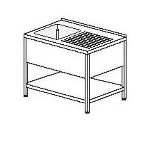 Gewerbe-Spültisch mit Abtropffläche rechts 1 Becken 500 x 400 x 250 mm mit Grundboden L 1300 mm B 600 mm Top-Angebot