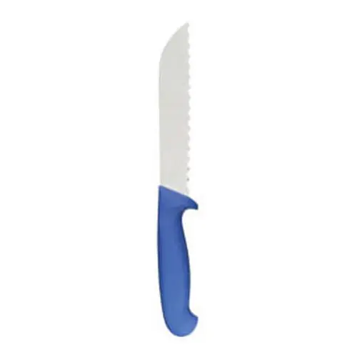 Sonderangebot Fischmesser, mit 10 mm Wellenschliff, Klingenlänge 18 cm, Griff Kunststoff, blau