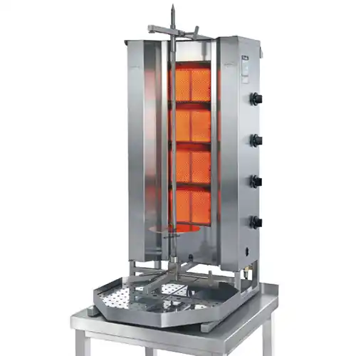 Gyros-Grillgerät MU GD 4-S Infrarot-Doppelbrenner Erdgas 14 kW H 1030 mm Geprüft