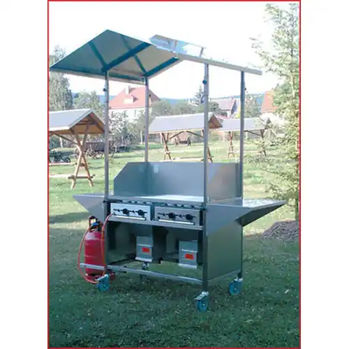 Direkt Vom Hersteller Doppel-Gewerbegrill THÜROS® IV Standgerät mit Überdachung 14,4 kW (Gas) H 2250 mm