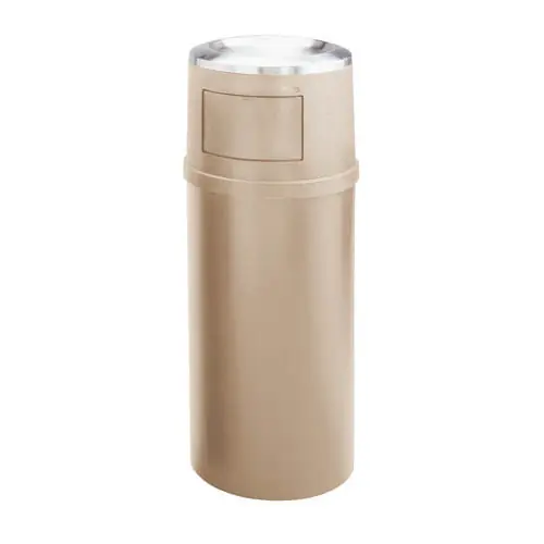 Abfallbehälter mit Ascher Kunststoff selbstschließende Klappe beige Standmodell Ø 457 mm H 1073 mm Aktuell