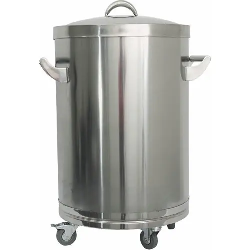 Abfallbehälter 130 ltr Edelstahl Ø 490 mm H 850 mm Online Kaufen