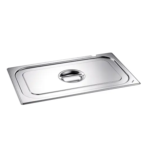 550 677 Gastronorm-Deckel, GD-L 1/1, mit Griffmulde und Löffelaussparung, für 1/1 Gastronorm-Behälter, Material Edelstahl Neue Kollektion