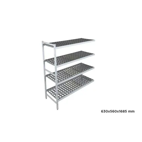 Anbauregal 4 gelochte Kunststoffauflagen 630 mm x 560 mm H 1685 mm Geprüft