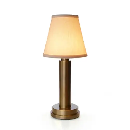 Akku-Tischleuchte NEOZ Victoria Messing antik Baumwolle H 275 mm Top-Seller