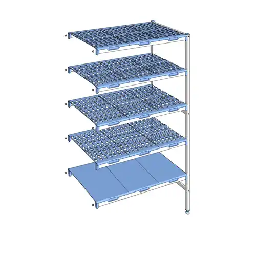 Anbauregal 1750 RB 5 Ebenen T 500 mm L 649 mm PP Roste Böden blau Versand Am Gleichen Tag