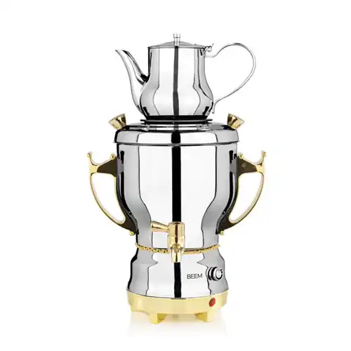 Samowar TEA-CLASSIC Edelstahl goldfarben 3 ltr Rabatt