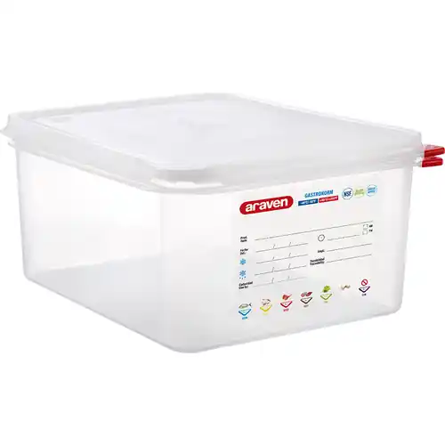 ARAVEN Gastronormbehälter mit Deckel, Polypropylen, GN 1/2 (150 mm) Preis Gesenkt