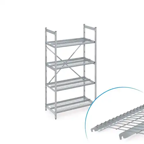 Geprüft Standregal NORM 35 Edelstahl Drahtrostauflage(n) L 900 mm T 610 mm H 1800 mm