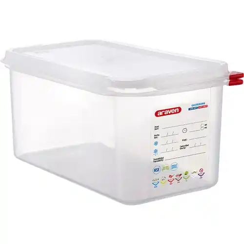 ARAVEN Gastronormbehälter mit Deckel, Polypropylen, GN 1/3 (150 mm) Neue Kollektion