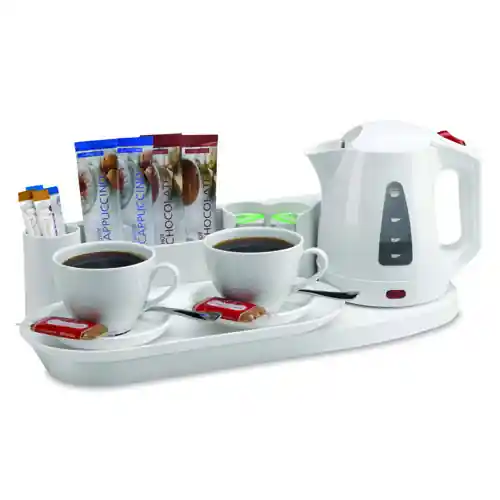 Welcome Tray Elegance weiß mit Wasserkocher 0,8 ltr Nur Heute