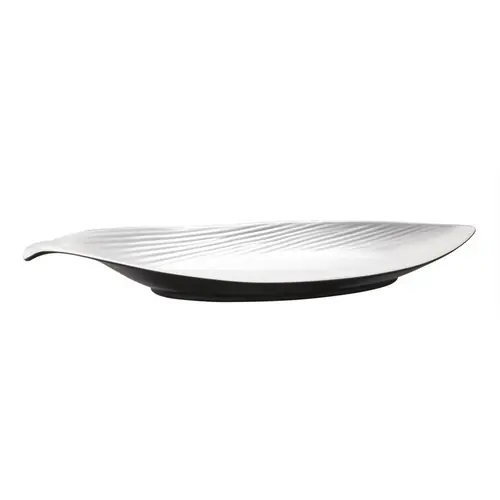 Garantierte Lieferung Blattschale HALFTONE Melamin schwarz weiß mit Relief 375 mm x 155 mm H 45 mm
