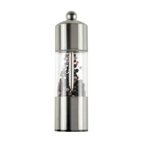 Sonderangebot Salzmühle Acryl transparent silberfarben • Mahlwerk aus Keramik H 145 mm