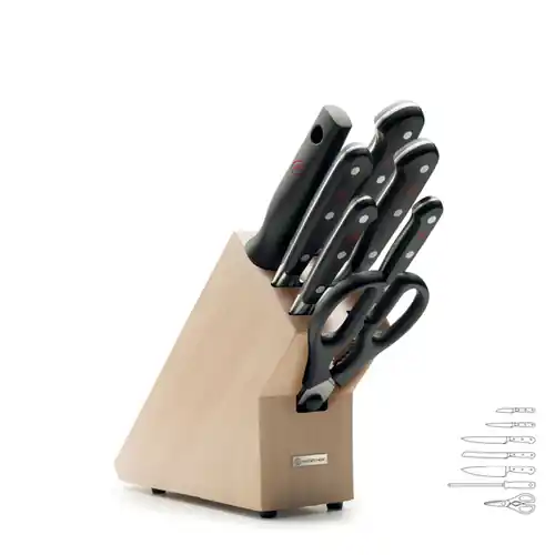 Online Kaufen Messerblock CLASSIC Buche mit 5 Messern 1 Wetzstahl 1 Schere