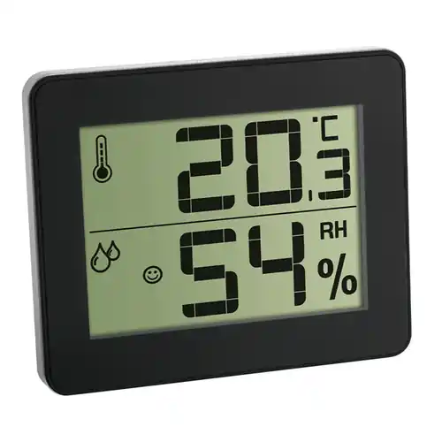Digitales Thermo-Hygrometer schwarz 0°C bis +50°C inkl. Batterie Zertifiziert