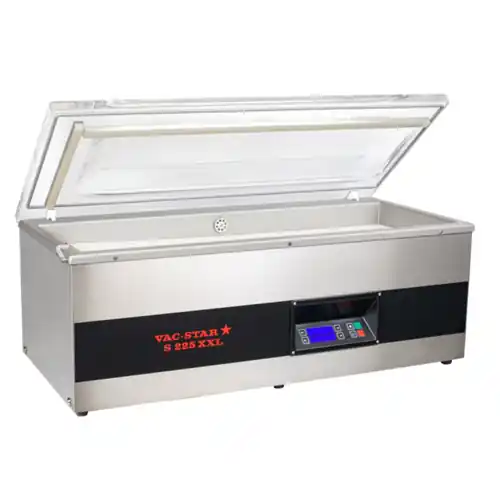 Nur Heute Vakuum-Verpackungsmaschine S-225 XXL-PX Kammergerät 2 Schweißleisten 260 mm 840 mm 20 m³/h