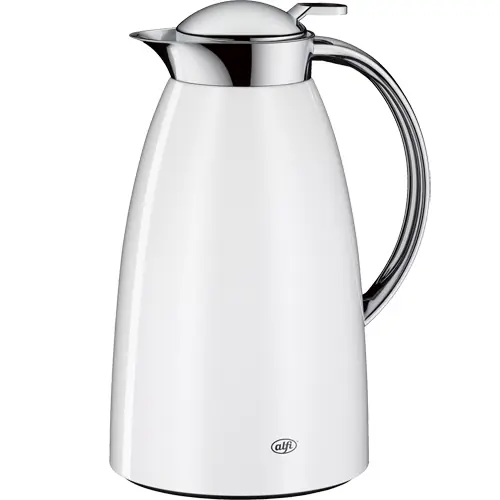 Markenprodukt Isolierkanne GUSTO 1 ltr Edelstahl weiß glänzend Einhandbedienung