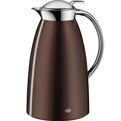 Nur Für Kurze Zeit Isolierkanne 1 ltr Metall braun Vakuum-Hartglas Drehverschluss H 263 mm
