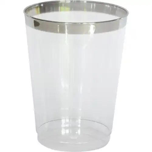 Wasserglas Celebrations 30 cl Einweg PS transparent Silberrand Günstig