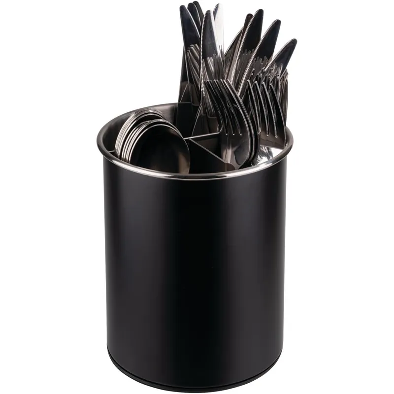 Besteckbehälter - (Ø 13 x 16,5 cm) - Edelstahlt - Schwarz Saisonangebot