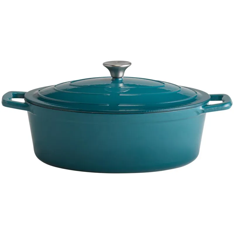 5 STARS Gusseisenbräter mit Deckel - 5 l - (33 x 25 cm) - Türkis Billig