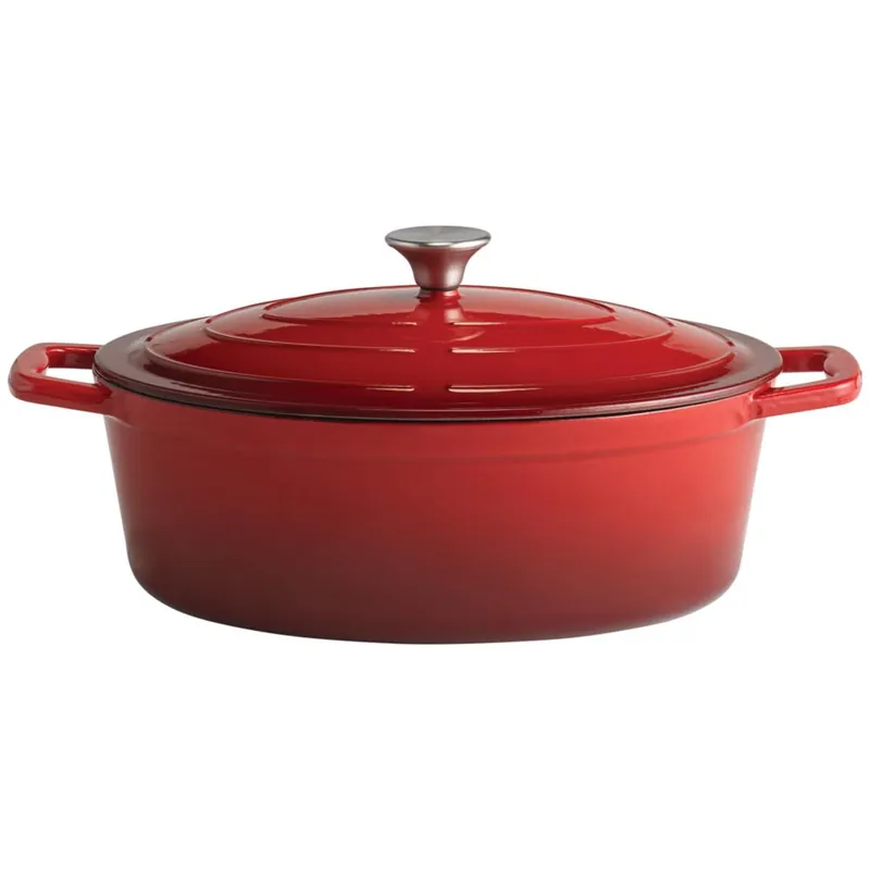 5 STARS Gusseisenbräter mit Deckel - 5 l - (33 x 25 cm) - Rot Neuheit