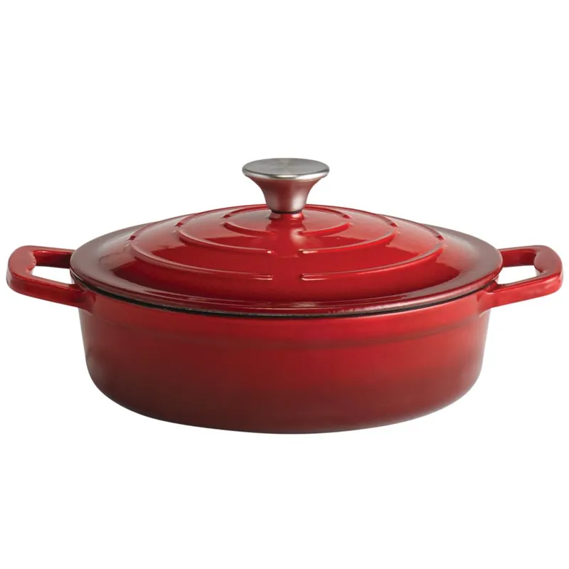 5 STARS Gusseisenbräter mit Deckel - 2,5 l - (Ø 25 x 7 cm)- Rot Top-Angebot