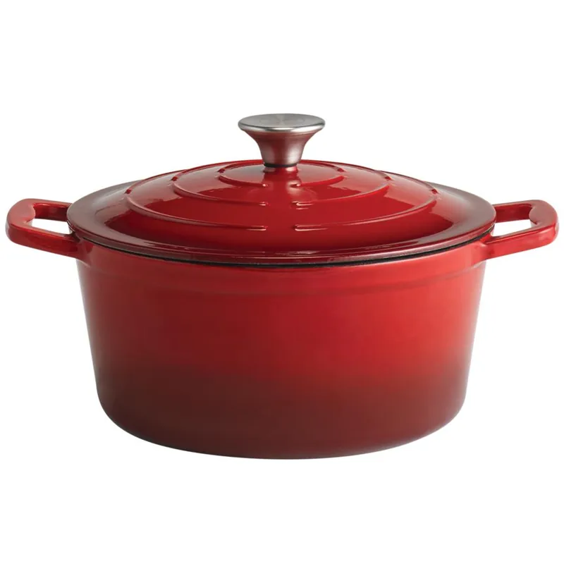 5 STARS Gusseisentopf mit Deckel - 4 l - (Ø 25 x 11,5 cm) - Rot Jetzt Bestellen