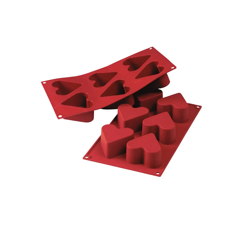 Neu Silikonbackform für 6 Herzen - Ø 6,5 x 4 cm